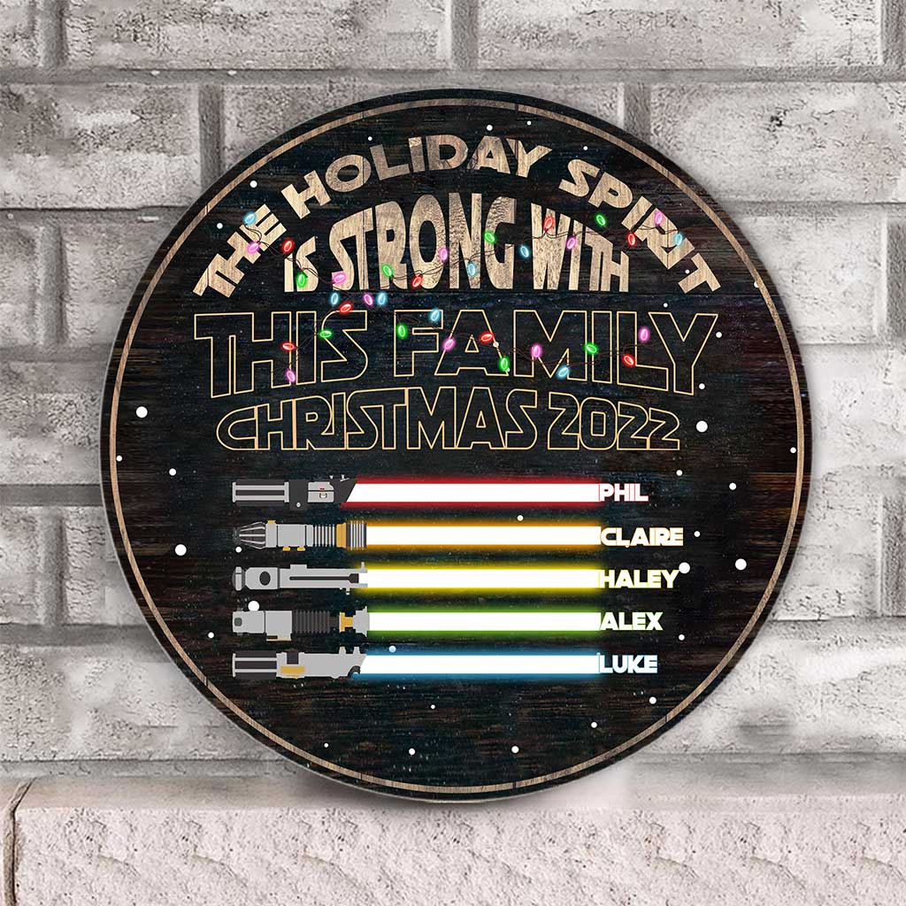 Personalized Christmas Family Round Wood Sign Custom Name Gift Round Wood Sign GradoCreations