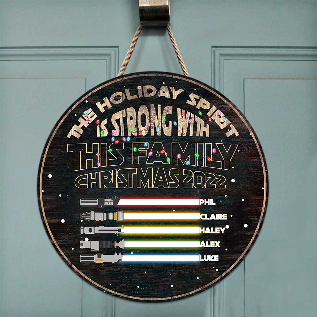 Personalized Christmas Family Round Wood Sign Custom Name Gift Round Wood Sign GradoCreations