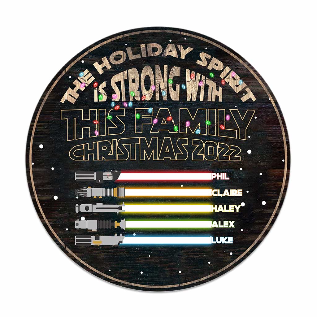 Personalized Christmas Family Round Wood Sign Custom Name Gift Round Wood Sign GradoCreations