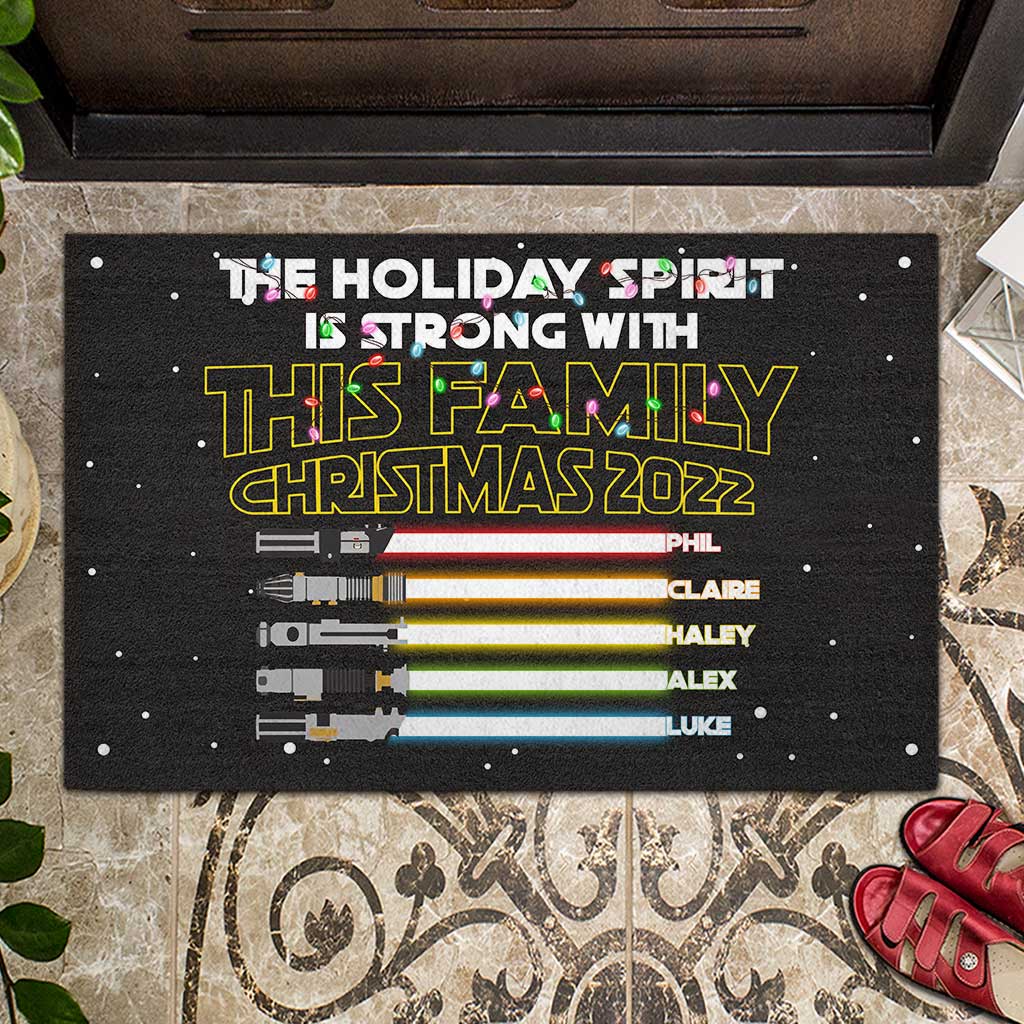 Personalized Christmas Family Doormat Custom Name Holiday Gift Doormat GradoCreations