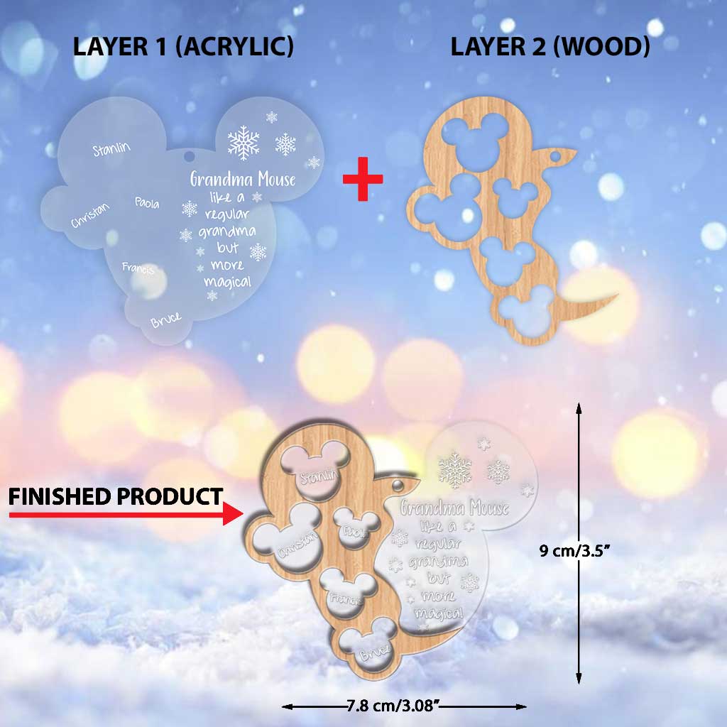 Personalized Christmas Layered Ornament for Grandma with Names Layers Mix Ornament GradoCreations