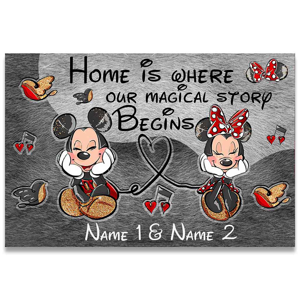 Personalized Disney Couple Doormat | Home Is Where Our Story Begins Gift Doormat GradoCreations