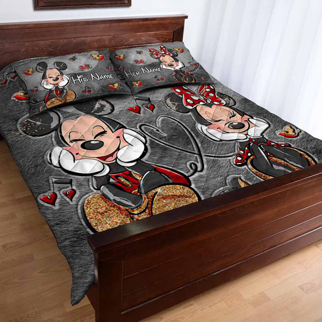 Personalized Mickey and Minnie Quilt Set for Couples Gift Quilt Set GradoCreations