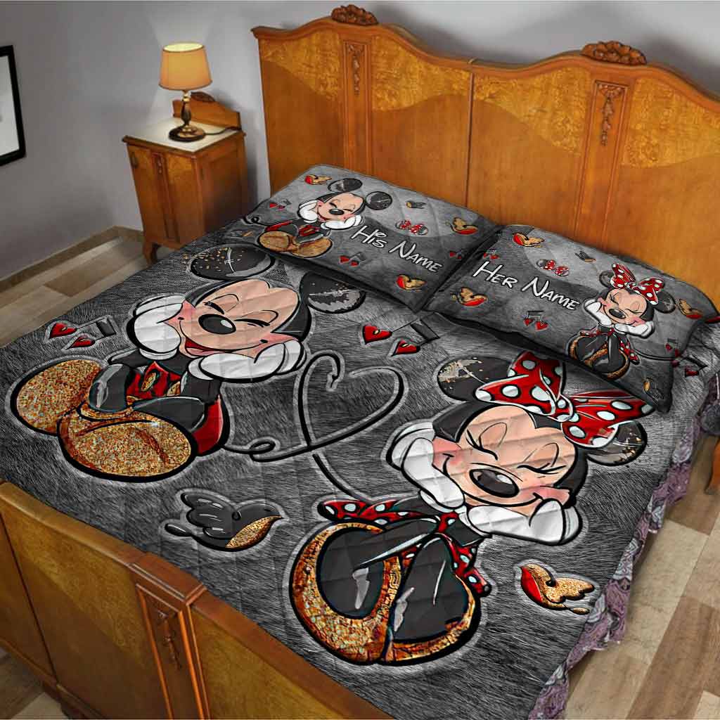 Personalized Mickey and Minnie Quilt Set for Couples Gift Quilt Set GradoCreations