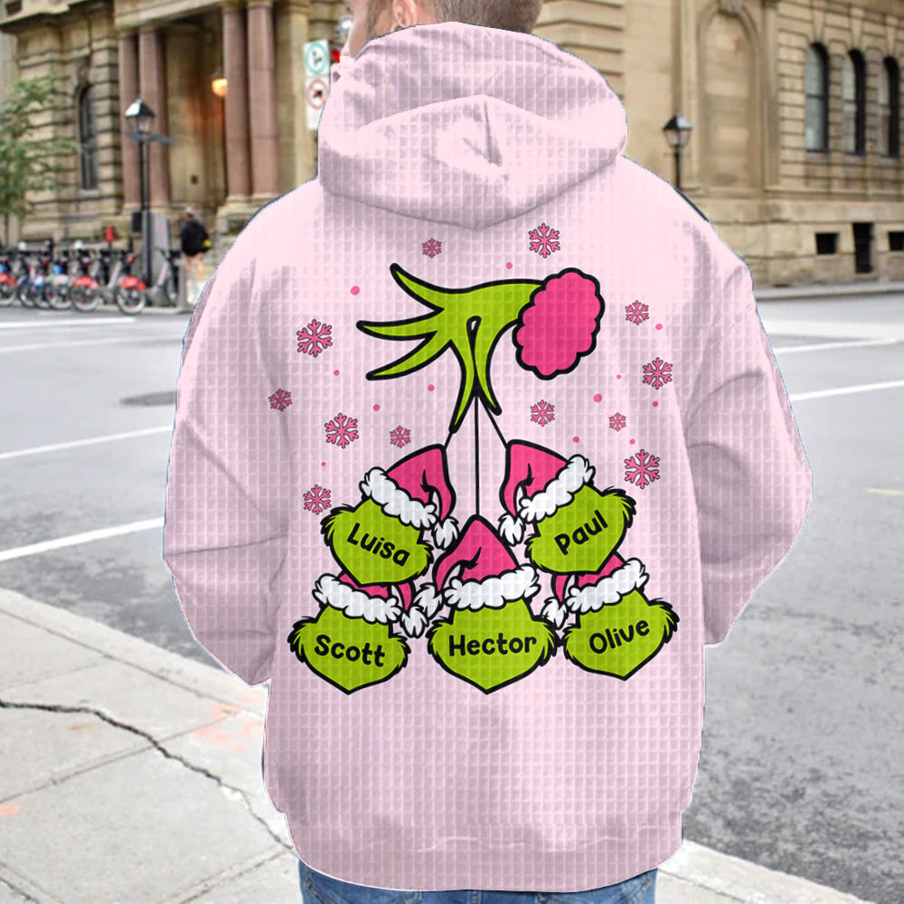 Personalized Mama Grinch Waffle Hoodie Custom Name Gift for Mom Waffle Hoodie GradoCreations