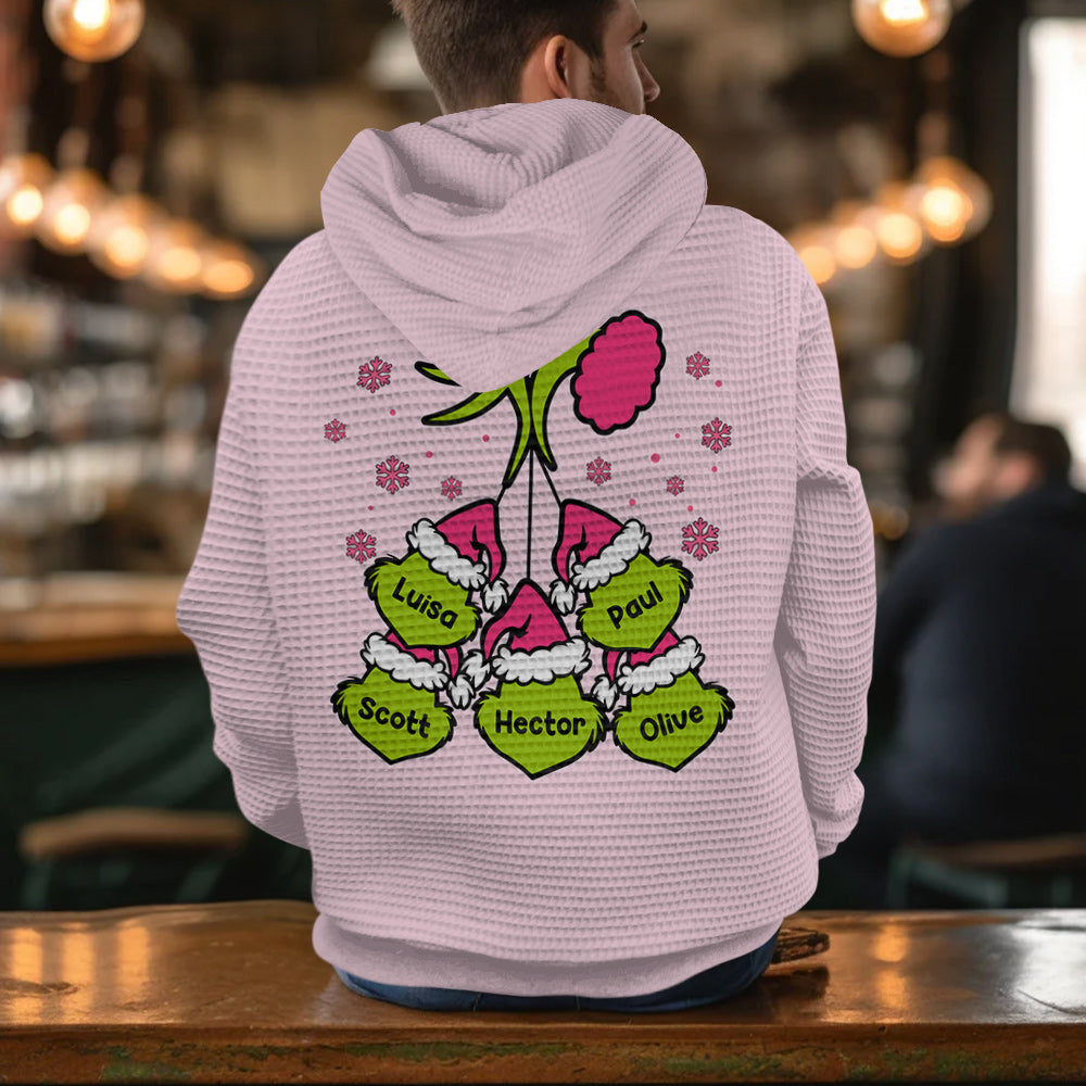 Personalized Mama Grinch Waffle Hoodie Custom Name Gift for Mom Waffle Hoodie GradoCreations