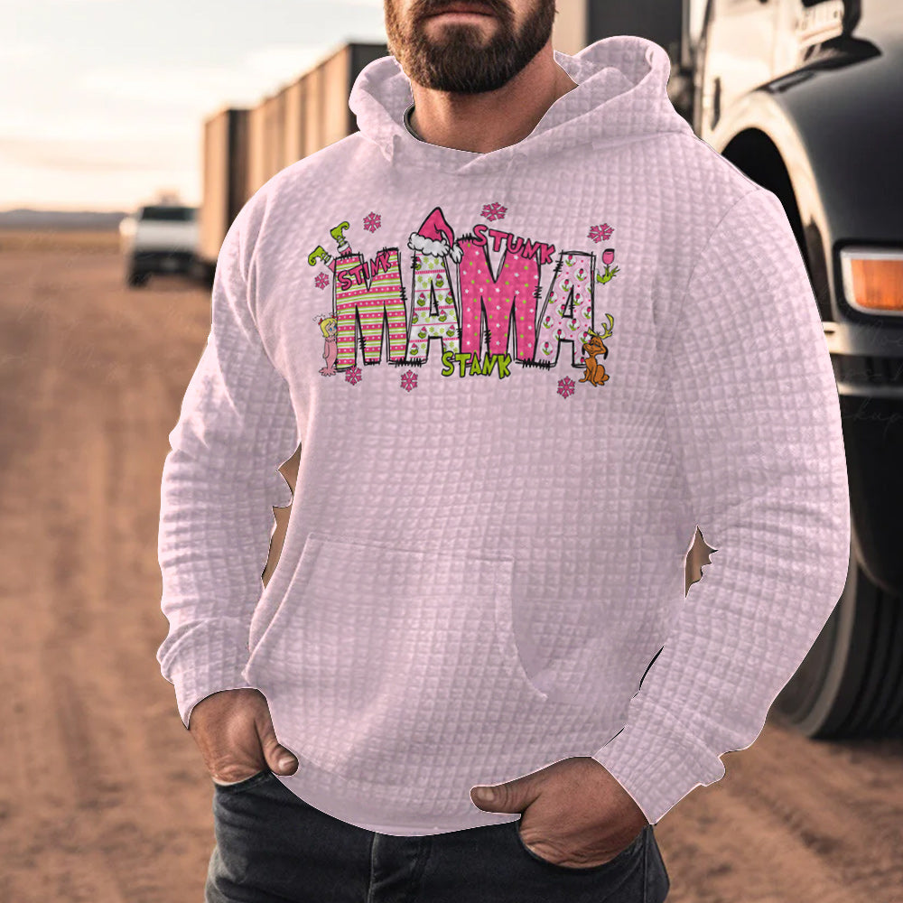 Personalized Mama Grinch Waffle Hoodie Custom Name Gift for Mom Waffle Hoodie GradoCreations