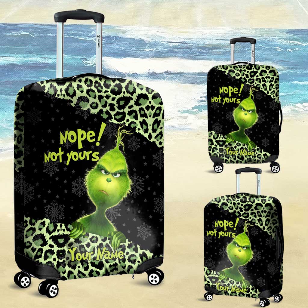 Personalized Grinch Luggage Cover Custom Name for Christmas Luggage Cover GradoCreations