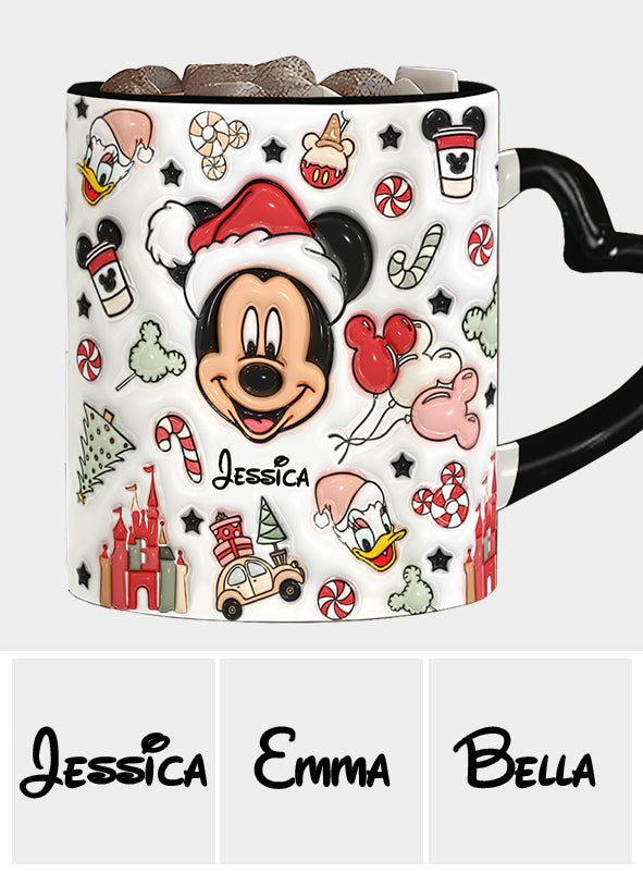 Personalized Christmas Heart Handle Mug with Mickey Mouse Design Heart Handle Mug GradoCreations