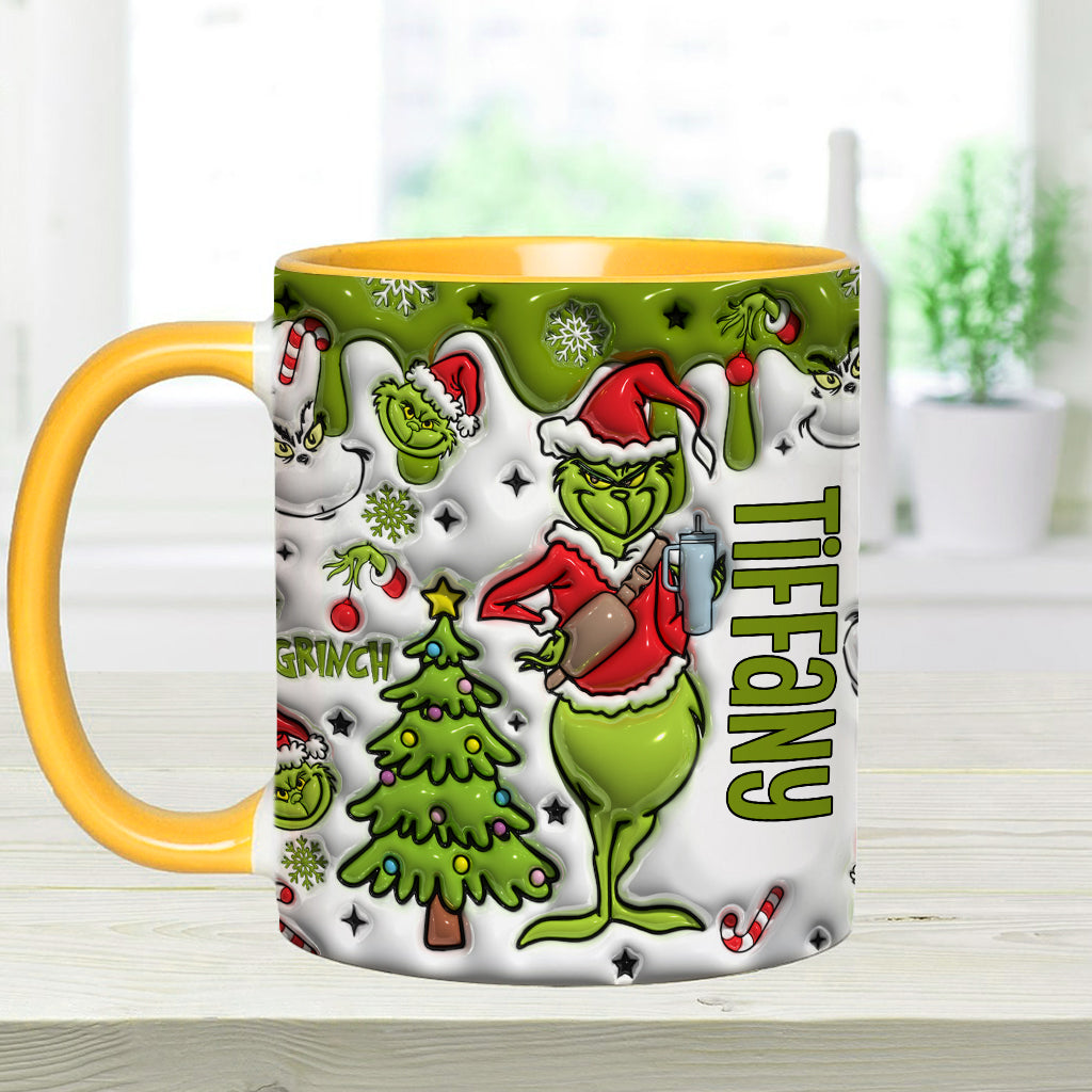 Personalized Grinch Accent Mug Custom Name Gift for Christmas Accent Mug GradoCreations