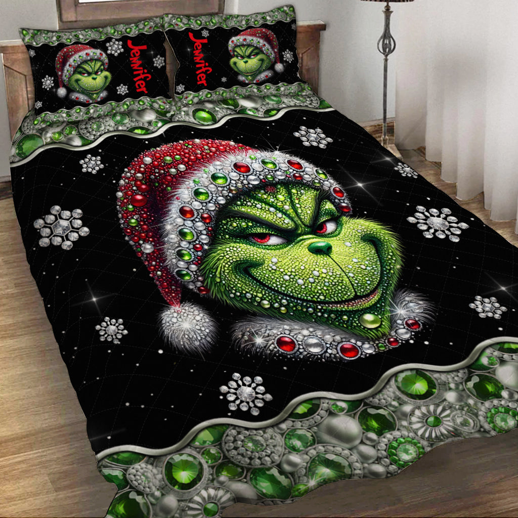 Personalized Grinchmas Quilt Set Unique Christmas Gift Quilt Set GradoCreations