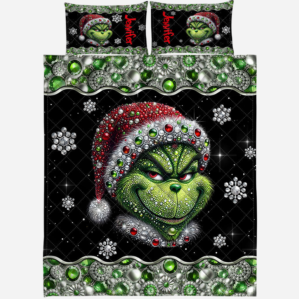 Personalized Grinchmas Quilt Set Unique Christmas Gift Quilt Set GradoCreations