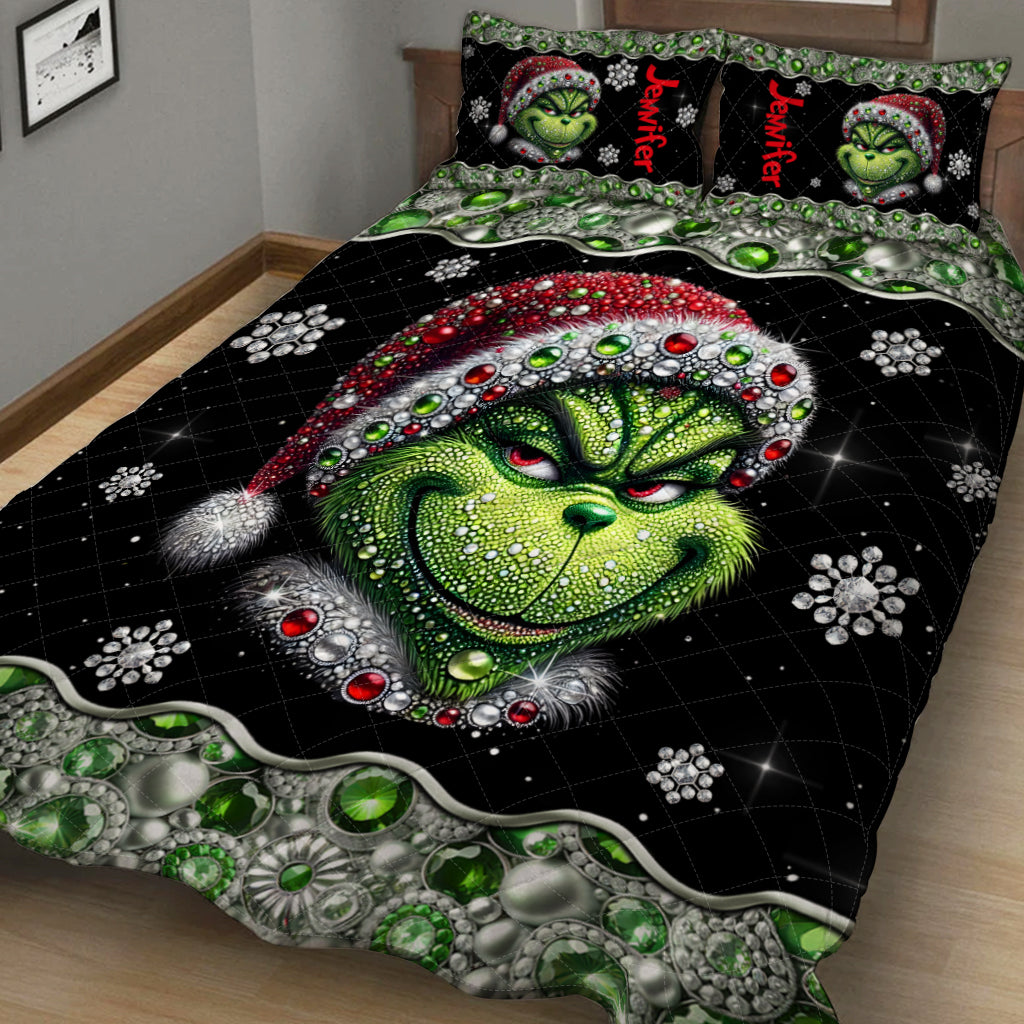 Personalized Grinchmas Quilt Set Unique Christmas Gift Quilt Set GradoCreations