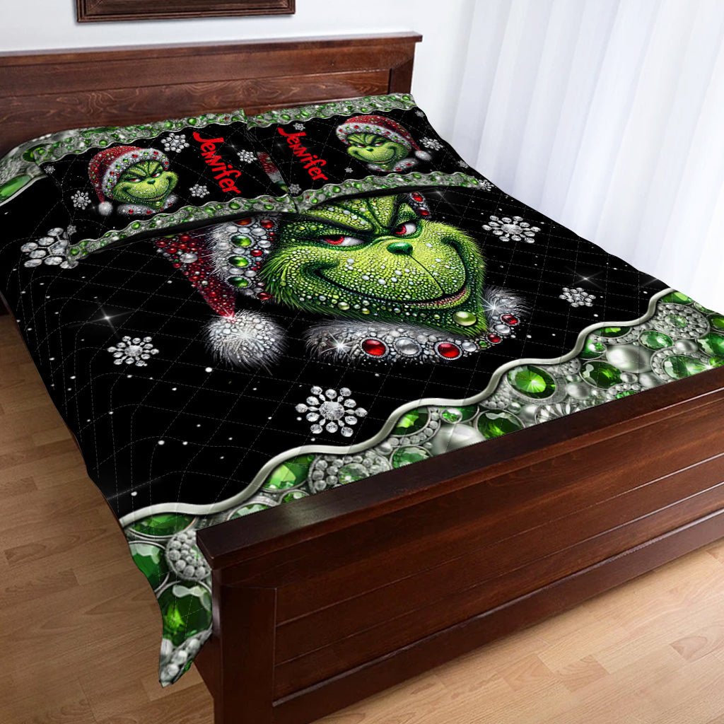 Personalized Grinchmas Quilt Set Unique Christmas Gift Quilt Set GradoCreations