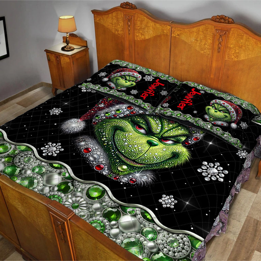 Personalized Grinchmas Quilt Set Unique Christmas Gift Quilt Set GradoCreations