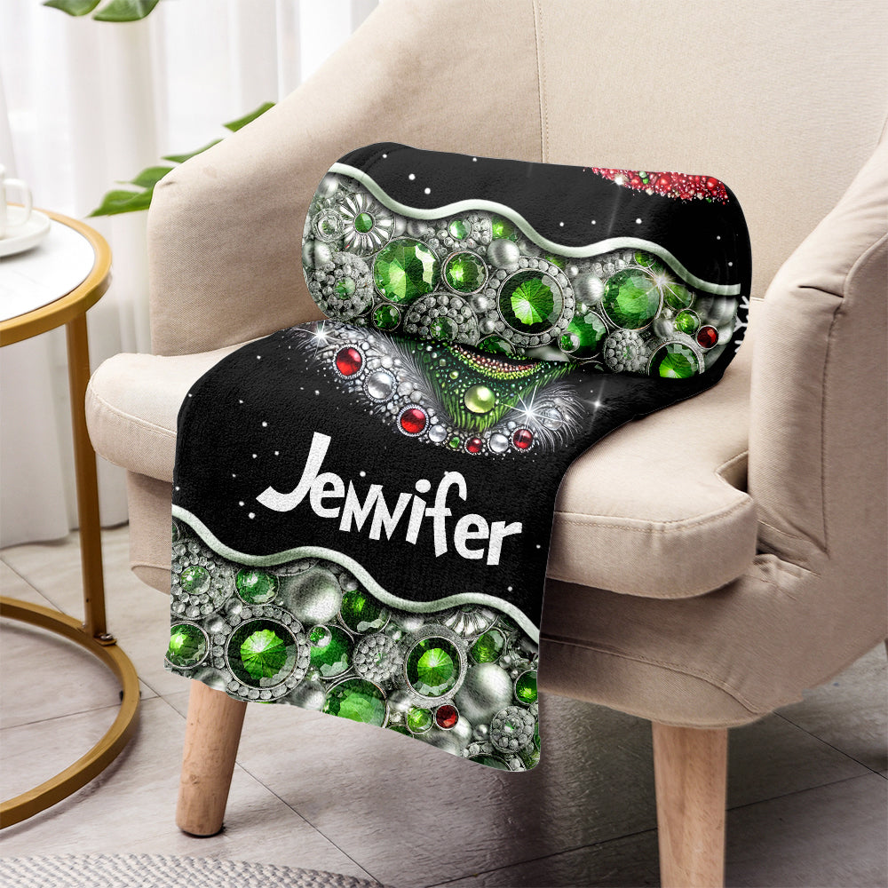 Personalized Grinch Christmas Blanket Soft Flannel Gift Blanket GradoCreations
