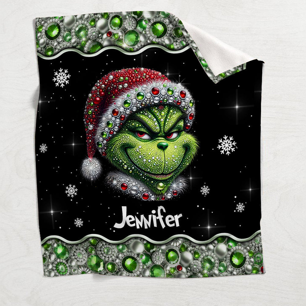 Personalized Grinch Christmas Blanket Soft Flannel Gift Blanket GradoCreations