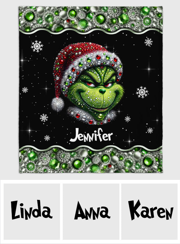 Personalized Grinch Christmas Blanket Soft Flannel Gift Blanket GradoCreations