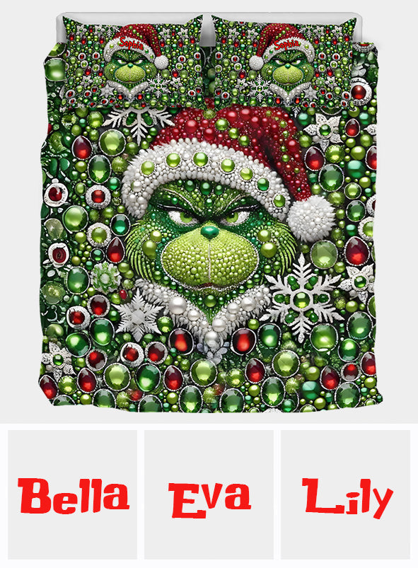 Personalized Grinchmas Quilt Set with Pillow Covers for Christmas Quilt Set GradoCreations