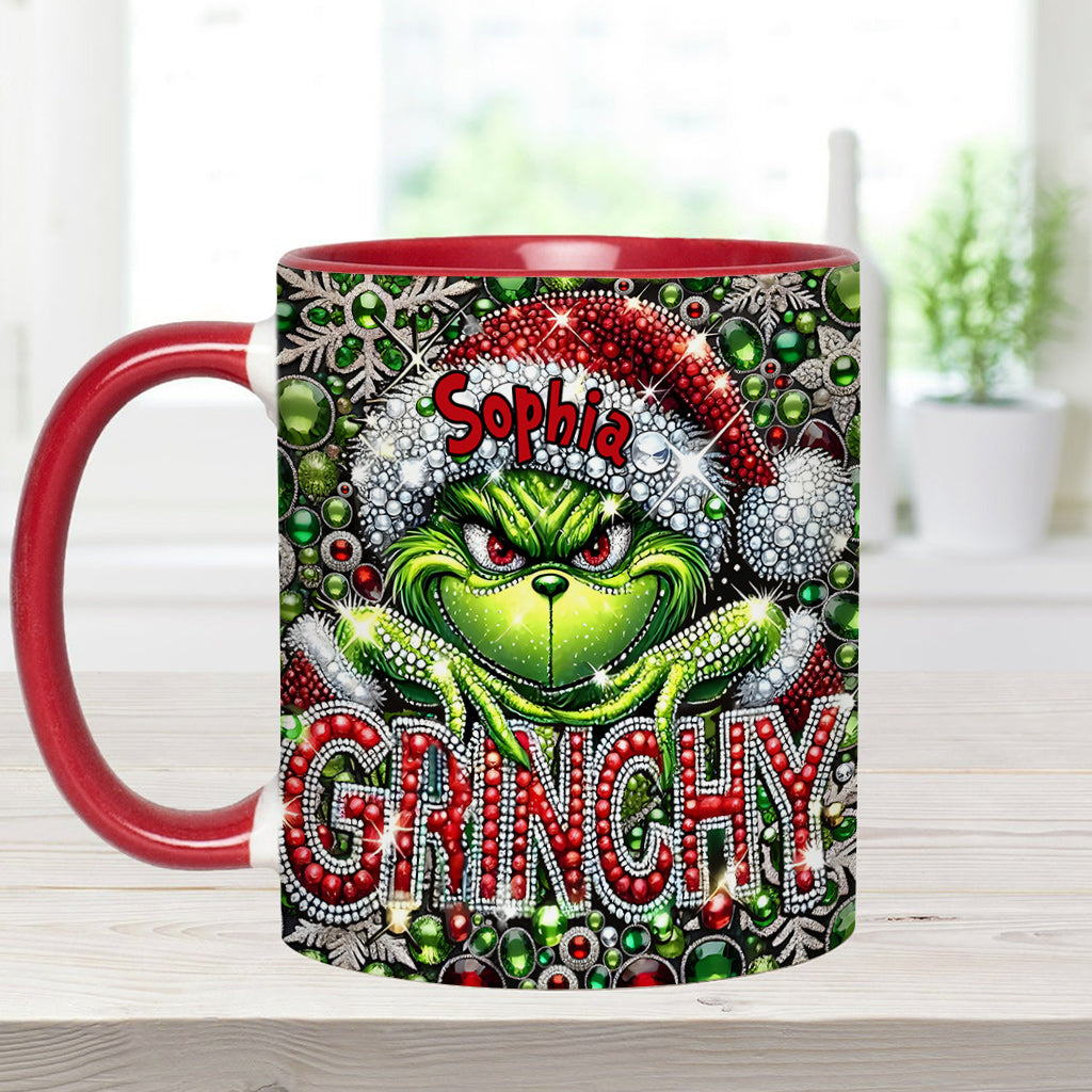 Personalized Grinch Accent Mug with Custom Name for Christmas Accent Mug GradoCreations