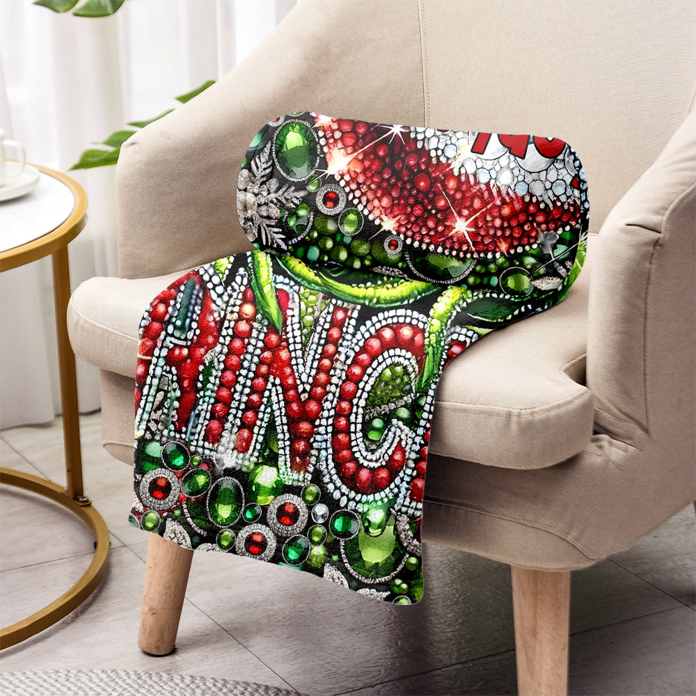 Personalized Grinch Christmas Blanket Custom Name Gift Blanket GradoCreations