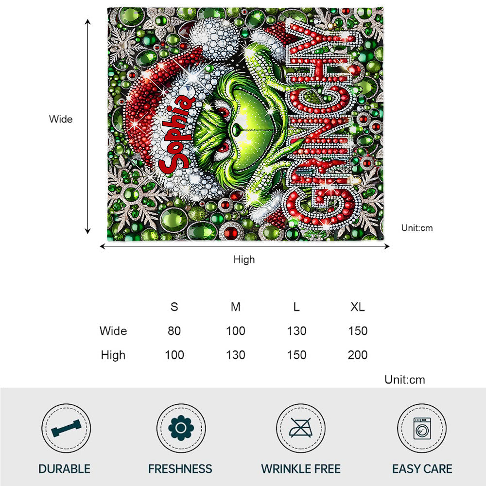 Personalized Grinch Christmas Blanket Custom Name Gift Blanket GradoCreations