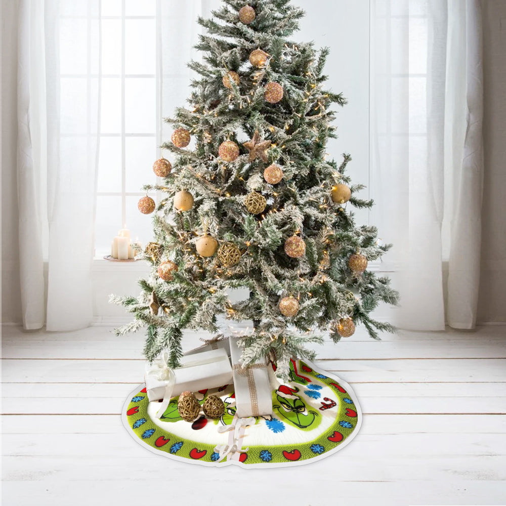 Personalized Grinch Christmas Tree Skirt Custom Family Name Gift Tree Skirt GradoCreations