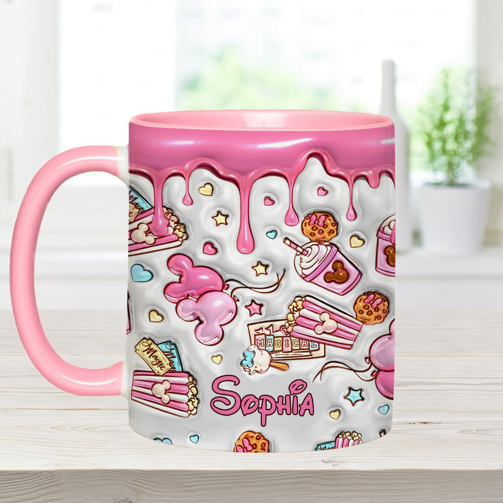 Personalized Pink Mouse Ears Accent Mug Custom Name Gift for Birthday Accent Mug GradoCreations