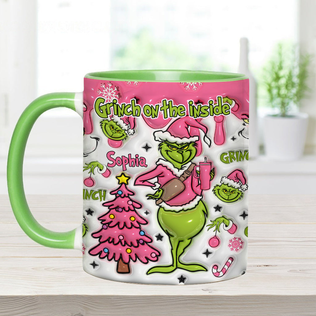 Personalized Grinch Accent Mug Custom Name Holiday Gift Accent Mug GradoCreations