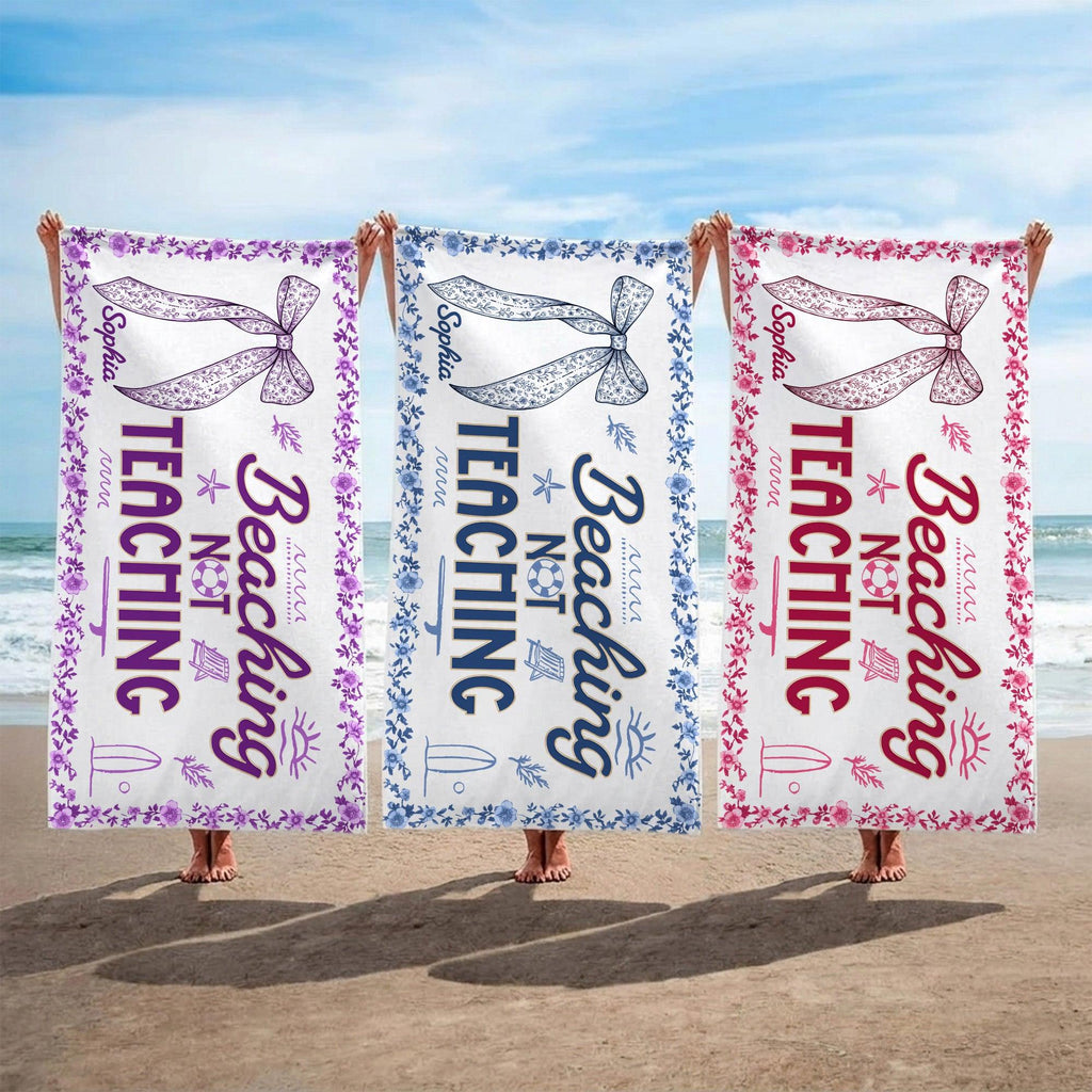 Personalized Floral Beach Towel with Name Gift for Teacher