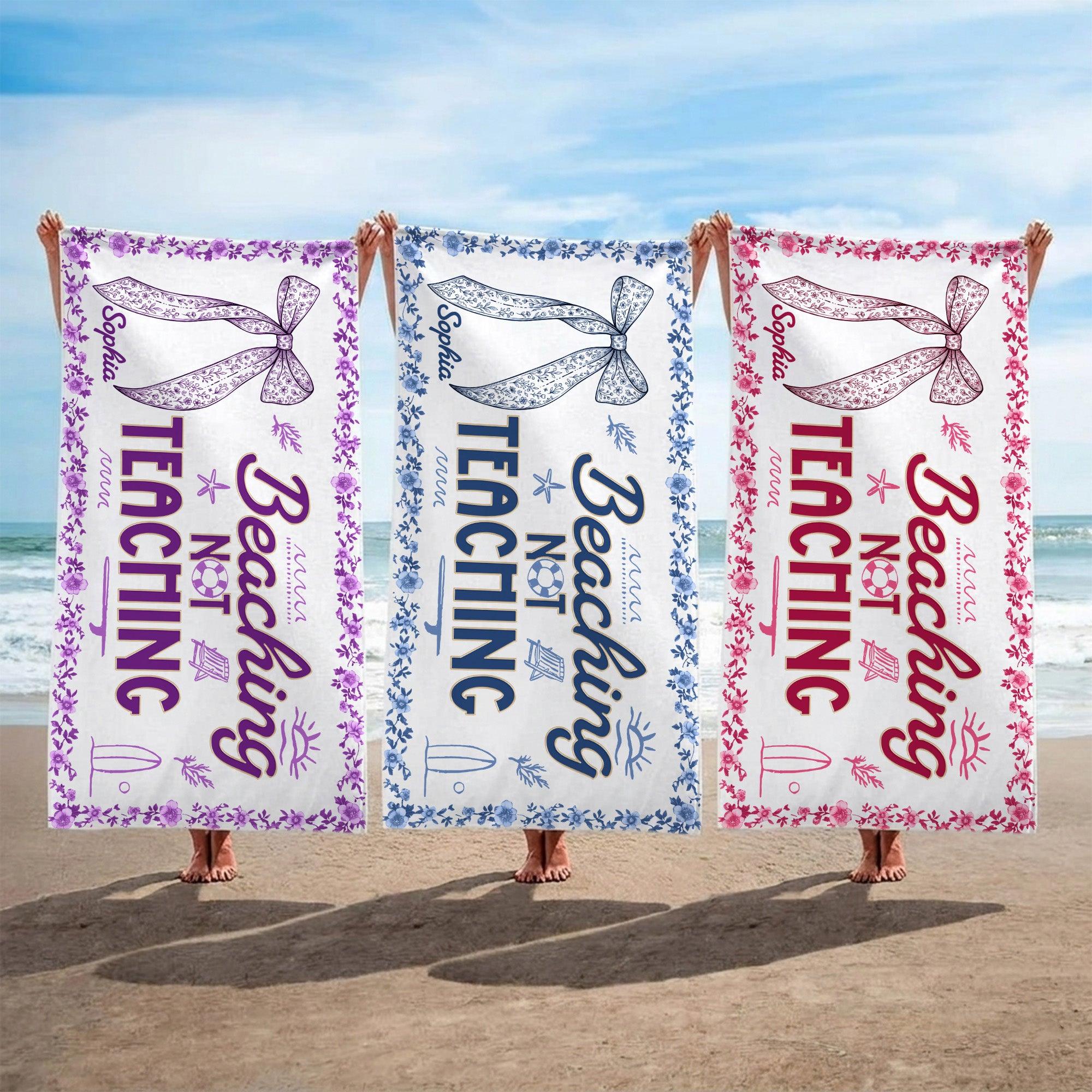 Personalized Floral Beach Towel with Name Gift for Teacher