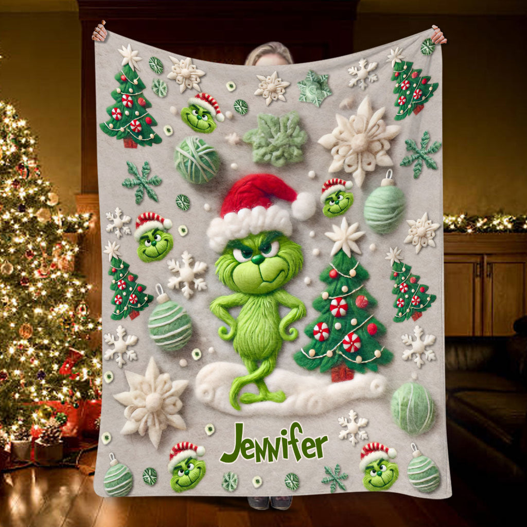 Personalized Grinchmas Blanket Custom Name Holiday Gift Blanket GradoCreations