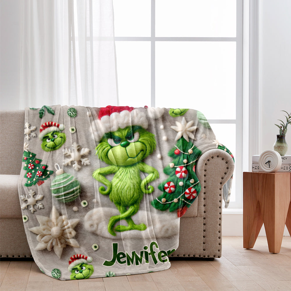 Personalized Grinchmas Blanket Custom Name Holiday Gift Blanket GradoCreations