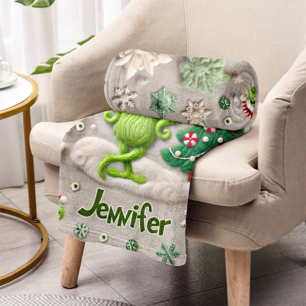 Personalized Grinchmas Blanket Custom Name Holiday Gift Blanket GradoCreations