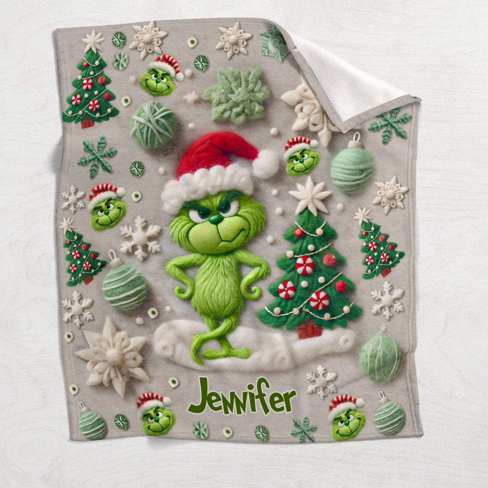Personalized Grinchmas Blanket Custom Name Holiday Gift Blanket GradoCreations