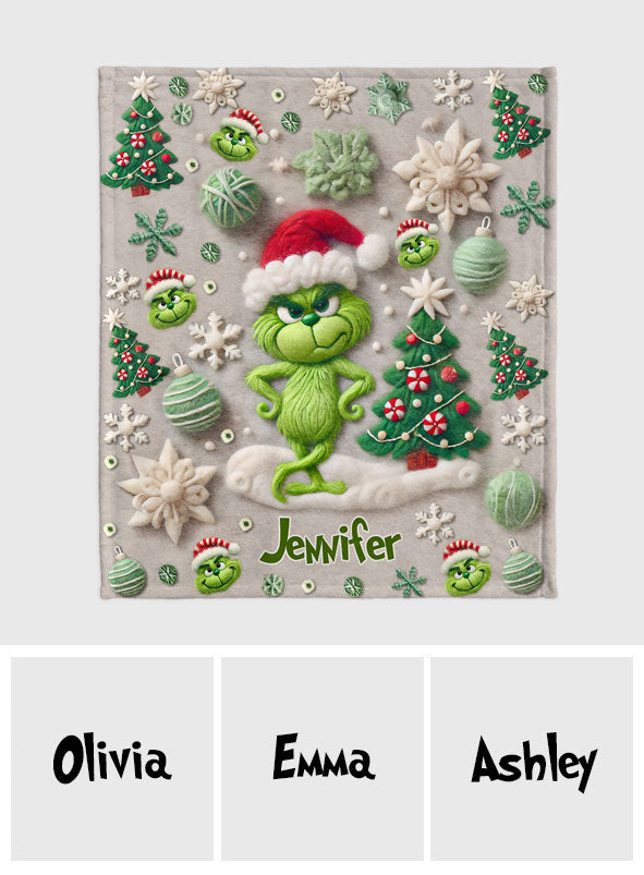 Personalized Grinchmas Blanket Custom Name Holiday Gift Blanket GradoCreations
