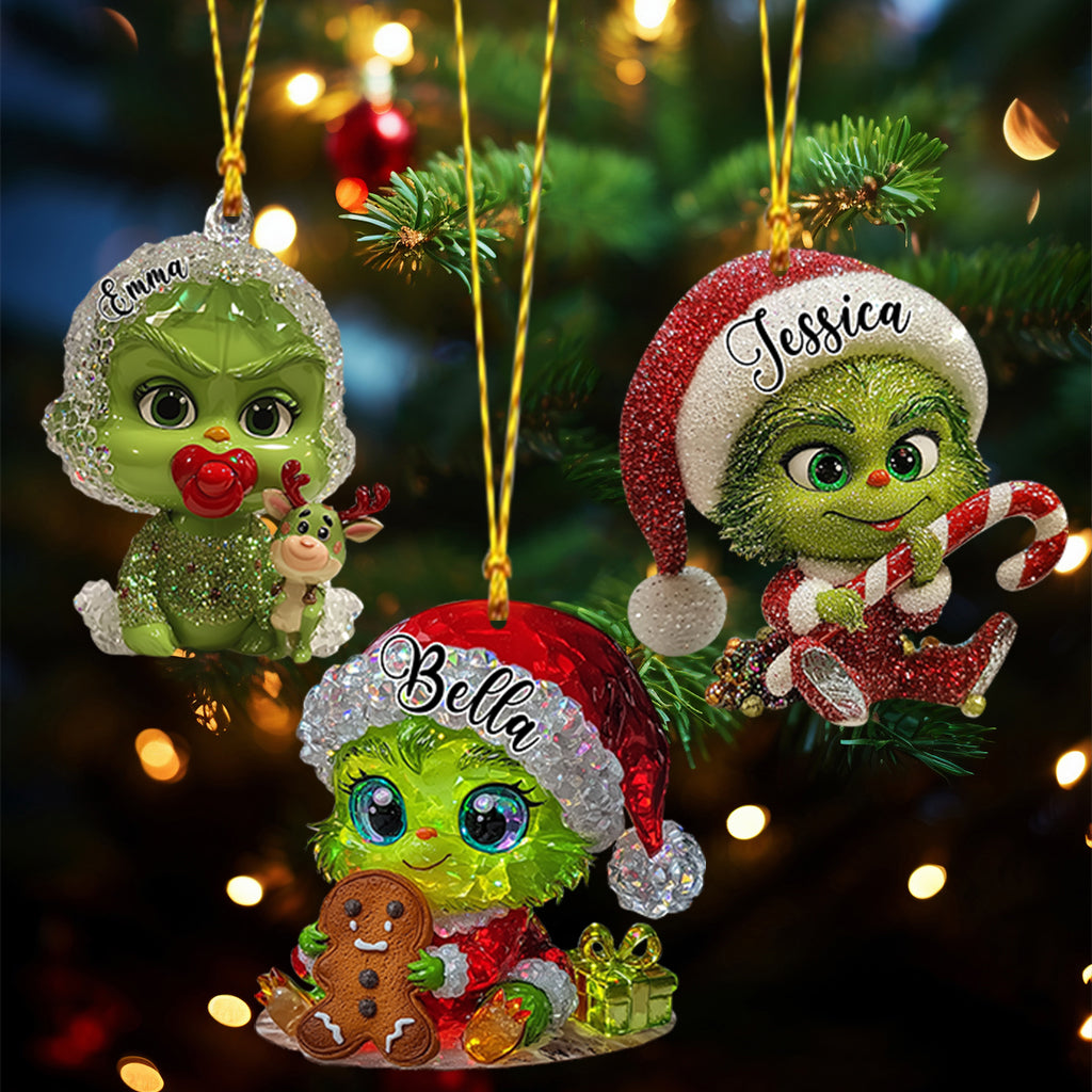 Personalized Grinch Christmas Ornament Custom Name Gift Ornament GradoCreations
