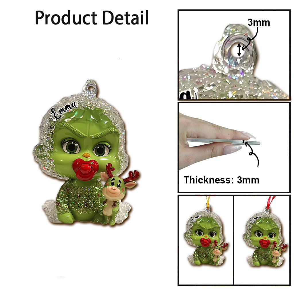 Personalized Grinch Christmas Ornament Custom Name Gift Ornament GradoCreations