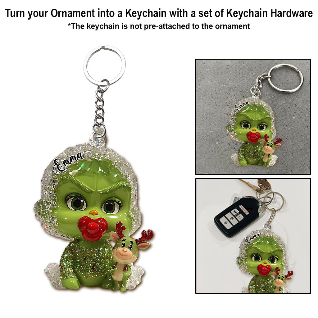 Personalized Grinch Christmas Ornament Custom Name Gift Ornament GradoCreations