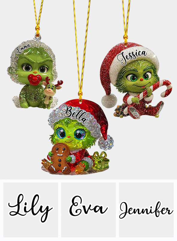 Personalized Grinch Christmas Ornament Custom Name Gift Ornament GradoCreations