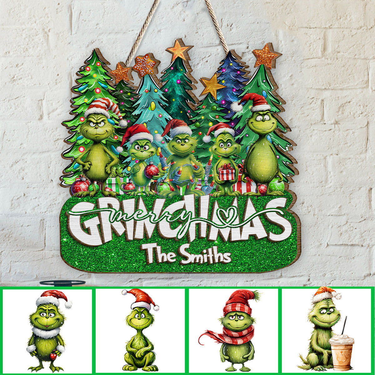 Personalized Merry Grinchmas 2 Layered Wood Sign for Christmas 2 Layered Wood Sign GradoCreations