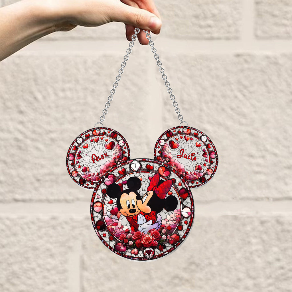 Personalized Mickey Mouse Couple Suncatcher Window Ornament Gift Window Hanging Suncatcher Ornament GradoCreations
