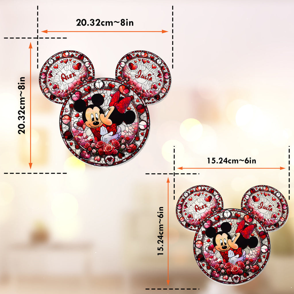 Personalized Mickey Mouse Couple Suncatcher Window Ornament Gift Window Hanging Suncatcher Ornament GradoCreations