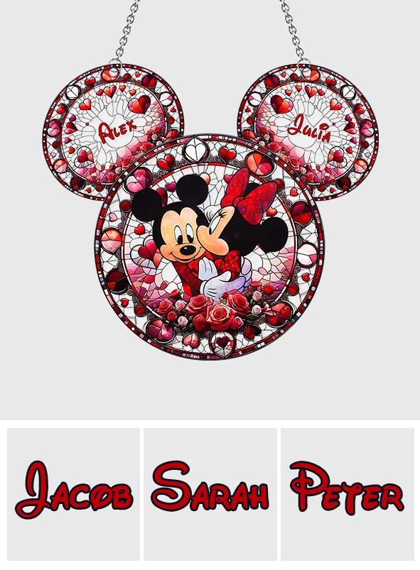 Personalized Mickey Mouse Couple Suncatcher Window Ornament Gift Window Hanging Suncatcher Ornament GradoCreations