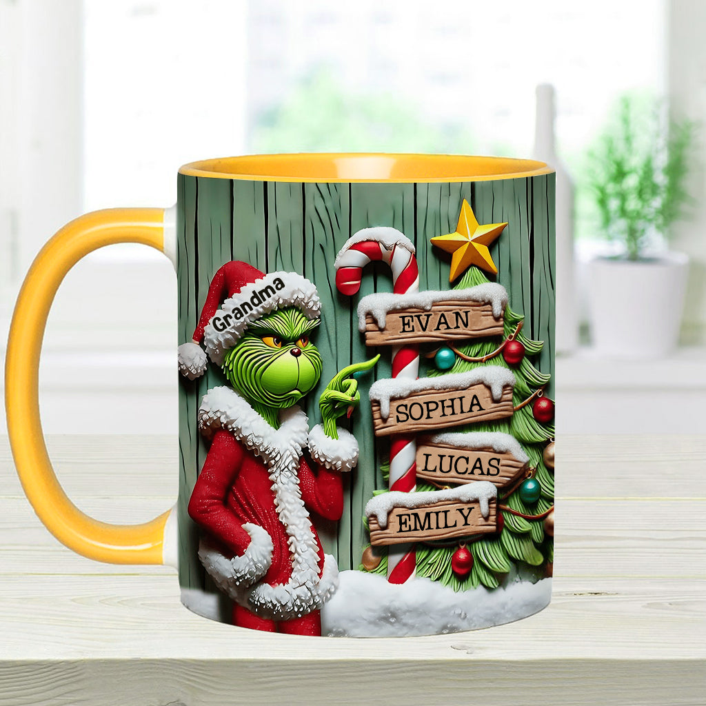 Personalized Christmas Accent Mug Custom Name for Grandma Accent Mug GradoCreations