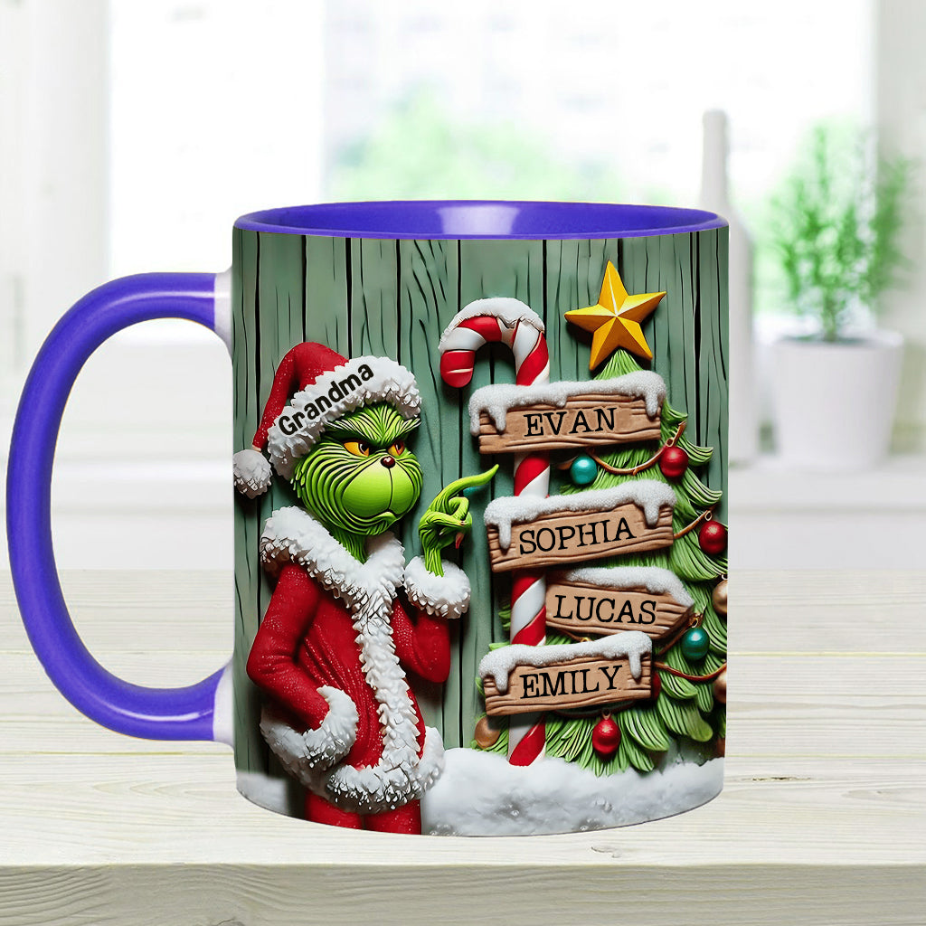 Personalized Christmas Accent Mug Custom Name for Grandma Accent Mug GradoCreations