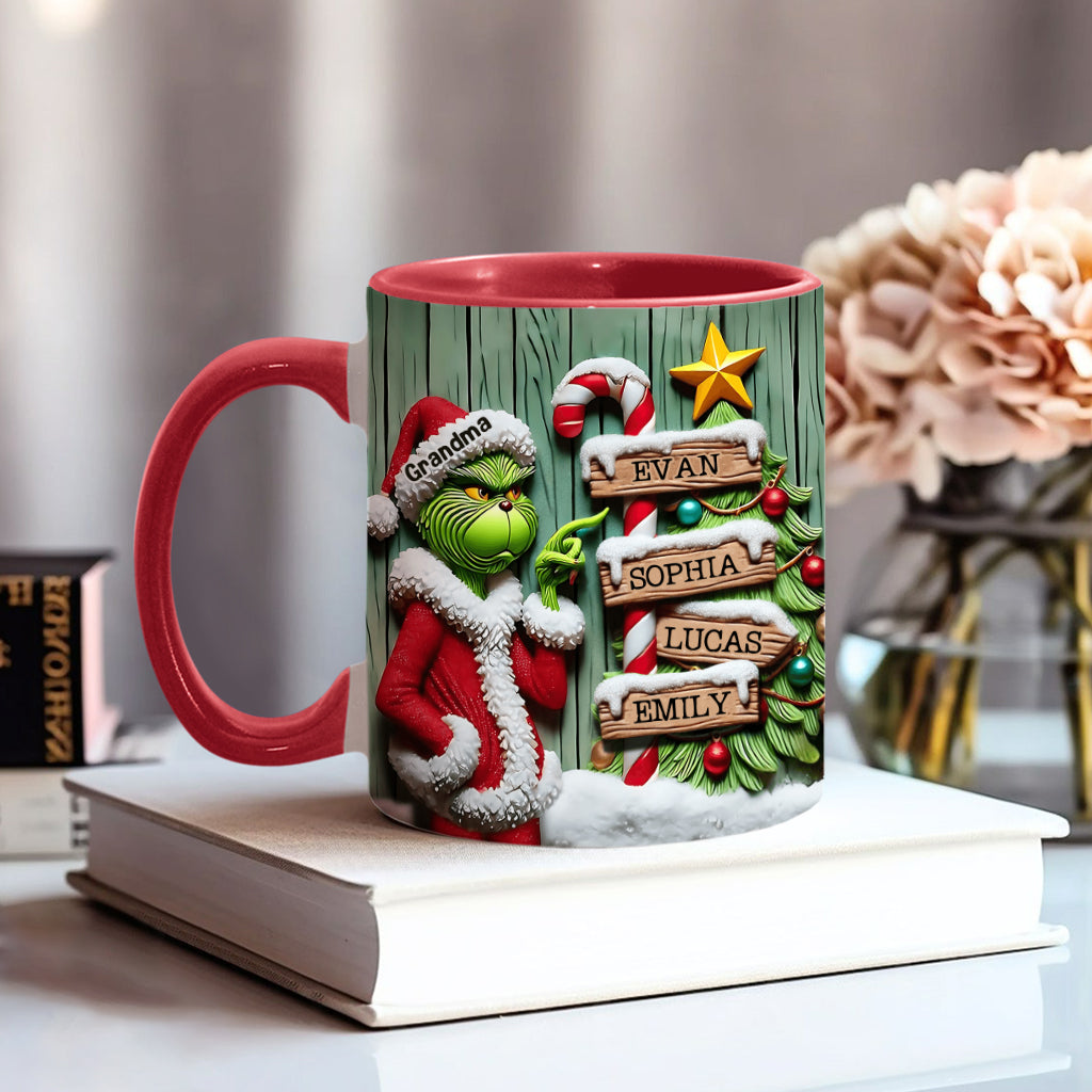 Personalized Christmas Accent Mug Custom Name for Grandma Accent Mug GradoCreations