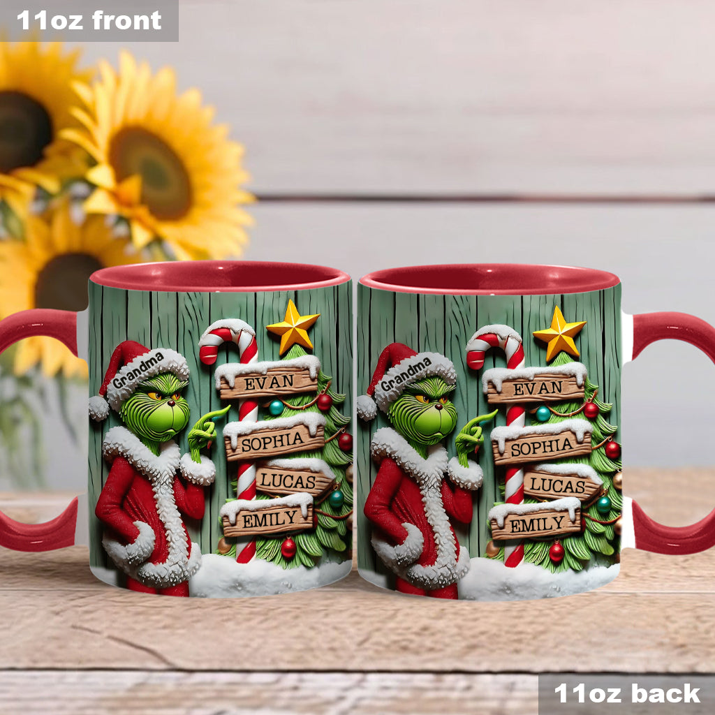 Personalized Christmas Accent Mug Custom Name for Grandma Accent Mug GradoCreations