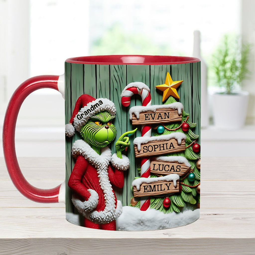 Personalized Christmas Accent Mug Custom Name for Grandma Accent Mug GradoCreations