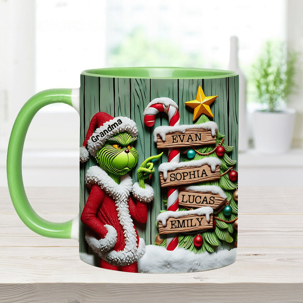 Personalized Christmas Accent Mug Custom Name for Grandma Accent Mug GradoCreations